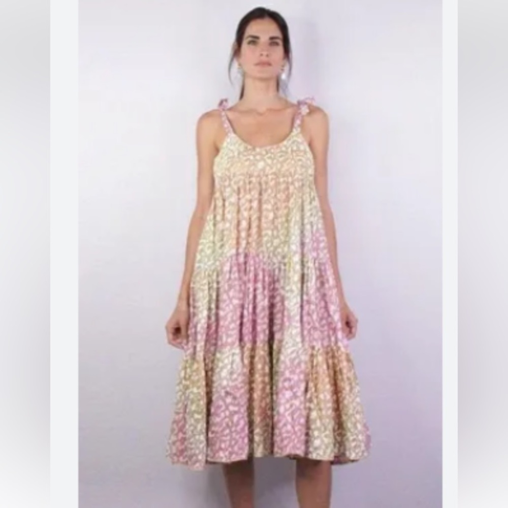 JULIET DUNN London Tie Dyed Bohemian Tier Midi Dress US Size 4